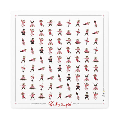 Bucky Badger Pattern Art: Wisconsin Mascot Moves Canvas Print
