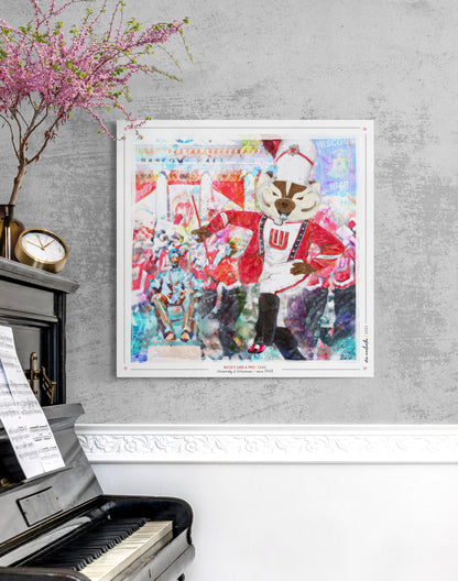 UW Bucky Badger Drum Major Art: Wisconsin Band Lead Bascom Hall Parade Canvas Print
