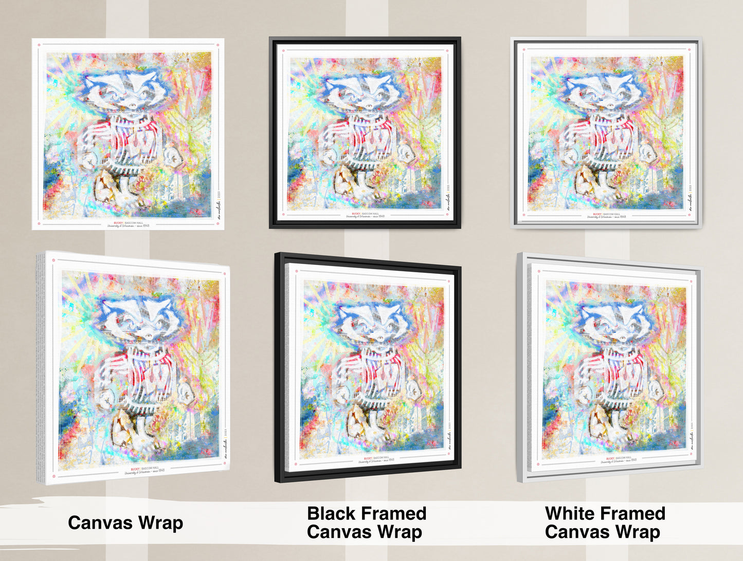 UW Bucky Badger Bascom Hall Art: Wisconsin Canvas Print