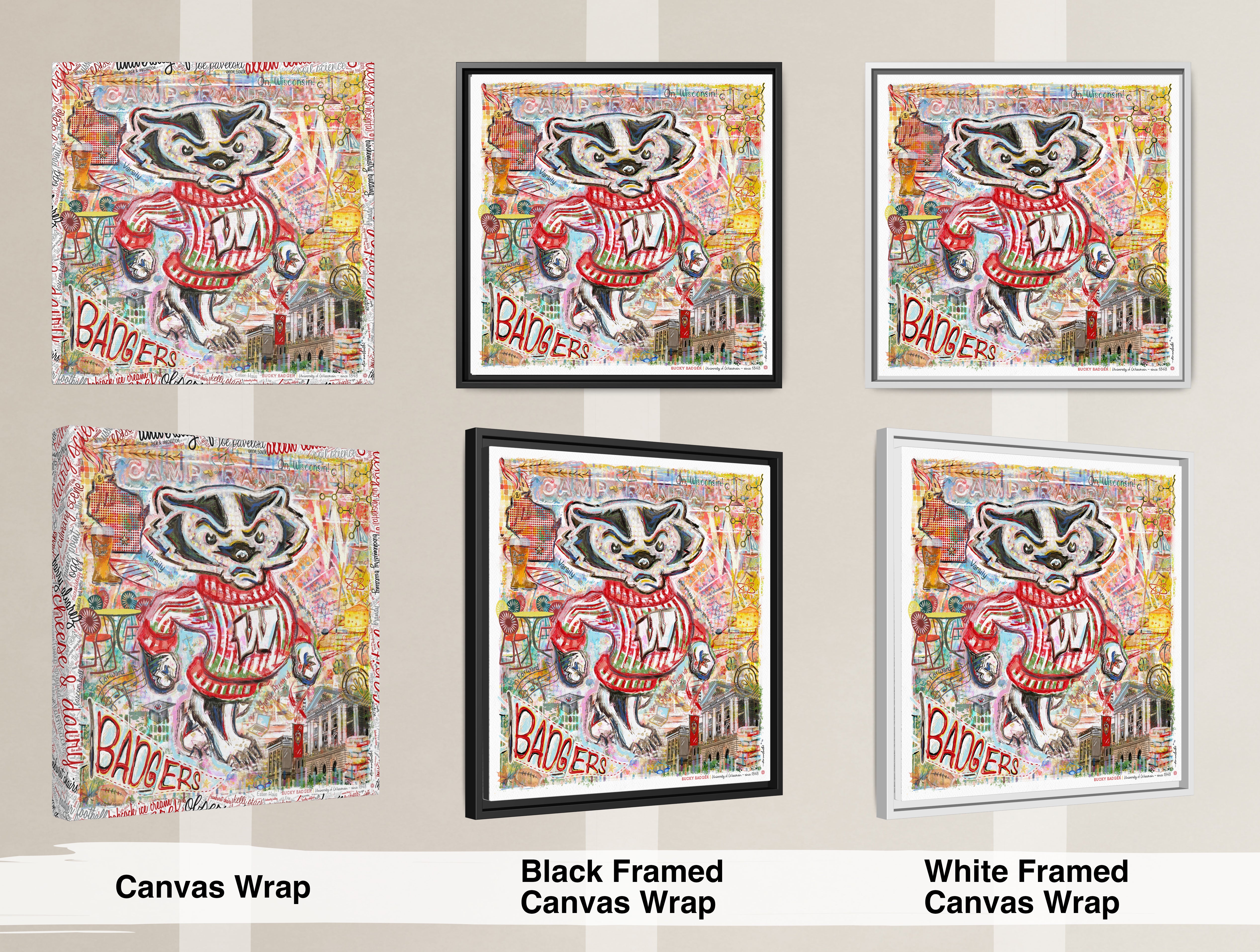 Bucky Badger Canvas Print | MaslowDesignCo Wisconsin Art