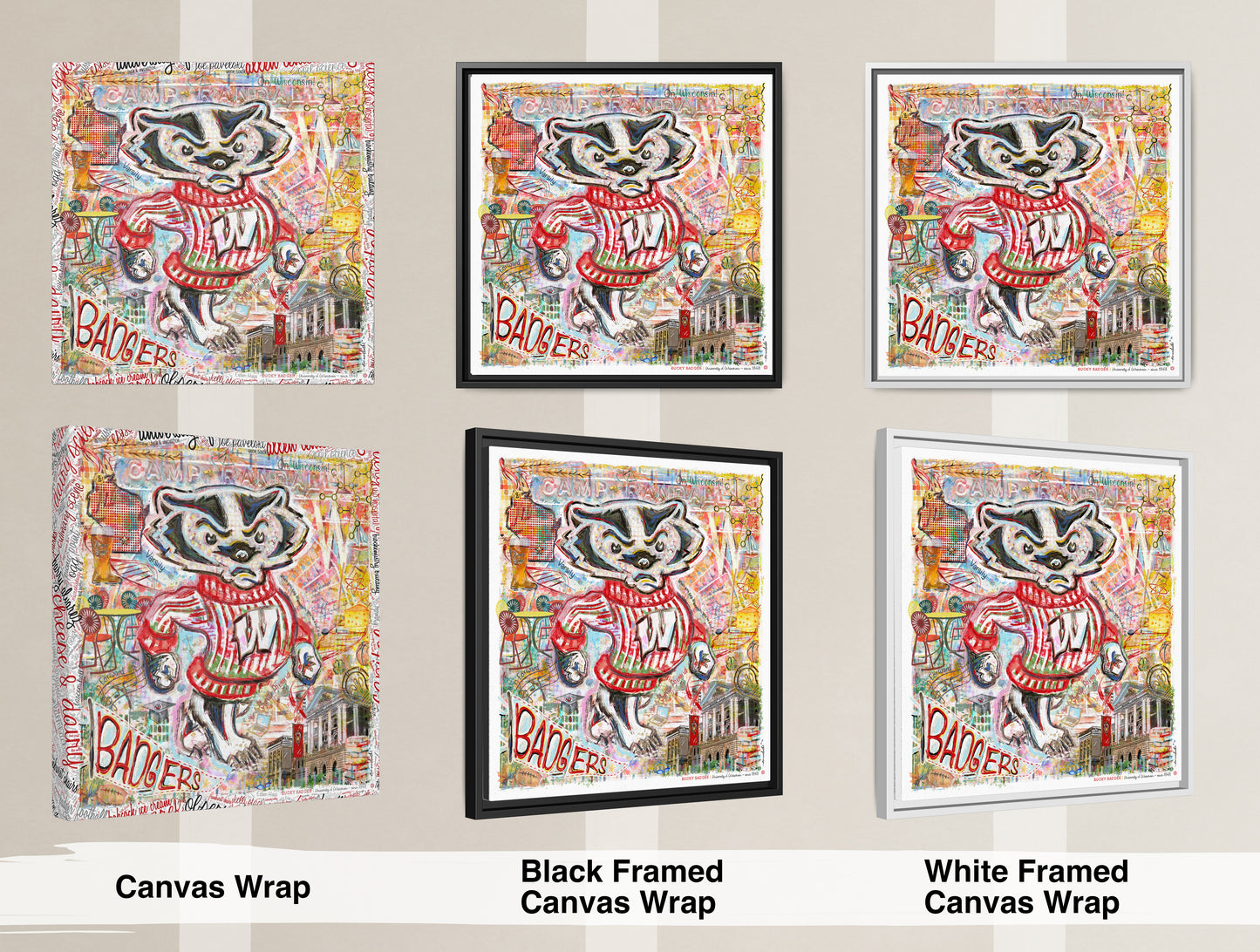 UW Bucky Badger Campus Art: Wisconsin Camp Randall Canvas Print