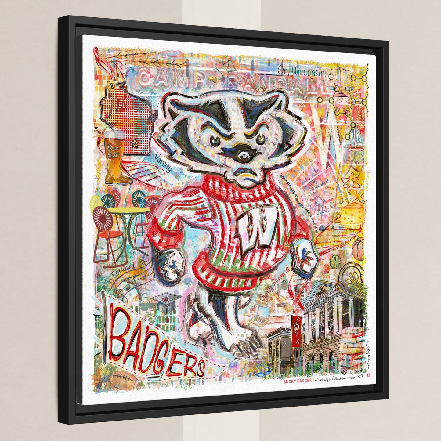 UW Bucky Badger Campus Art: Wisconsin Camp Randall Canvas Print