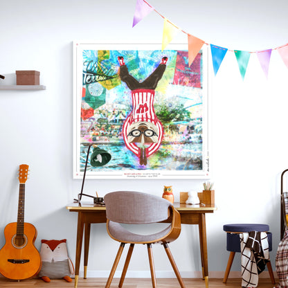 UW Bucky Badge Go with the Flow Art: University of Wisconsin Union Terrace Canvas Print
