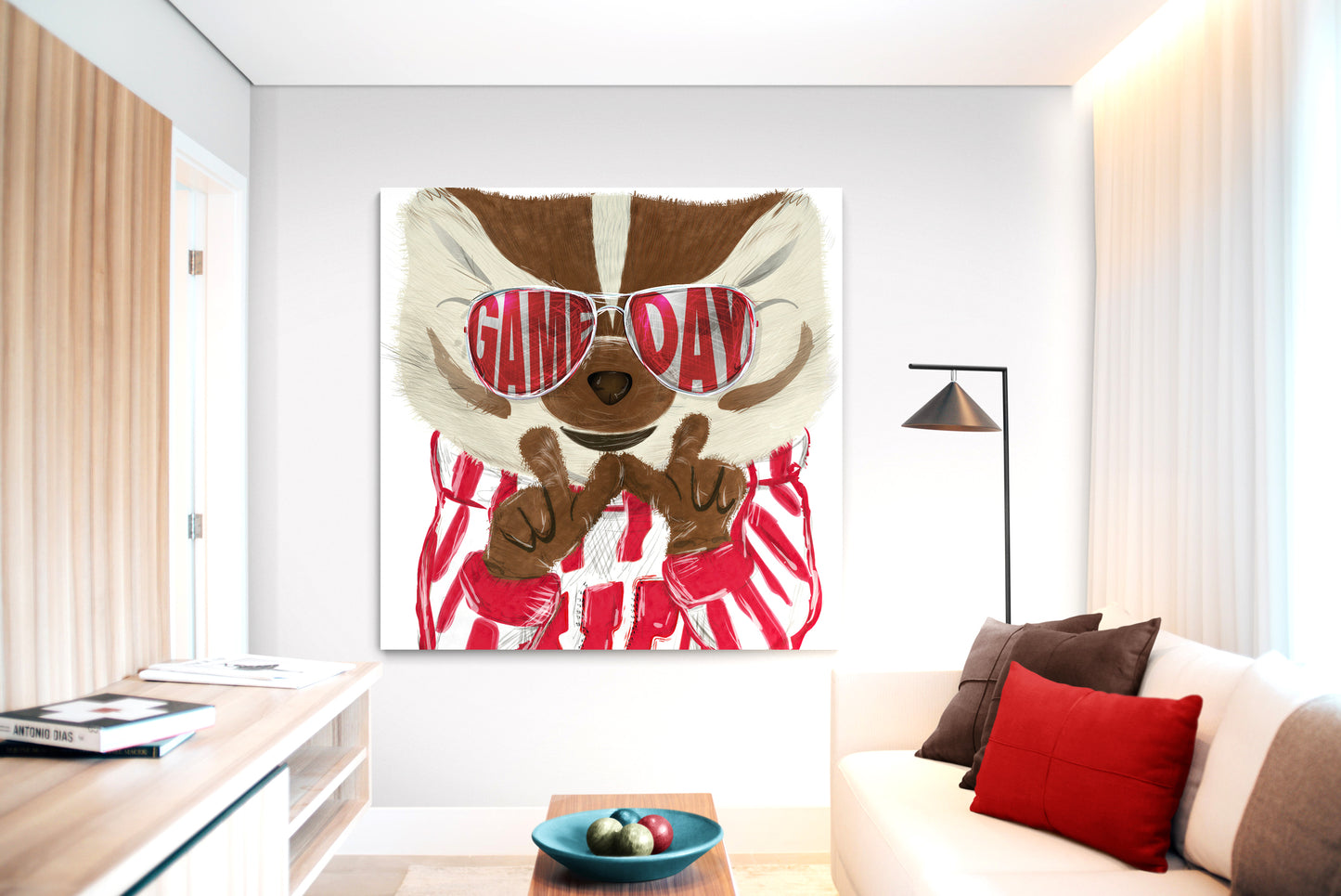 Bucky | Throw the "W" | Game Day | Wisconsin Badger | No Frame Needed