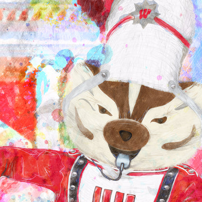 UW Bucky Badger Drum Major Art: Wisconsin Band Lead Bascom Hall Parade Canvas Print
