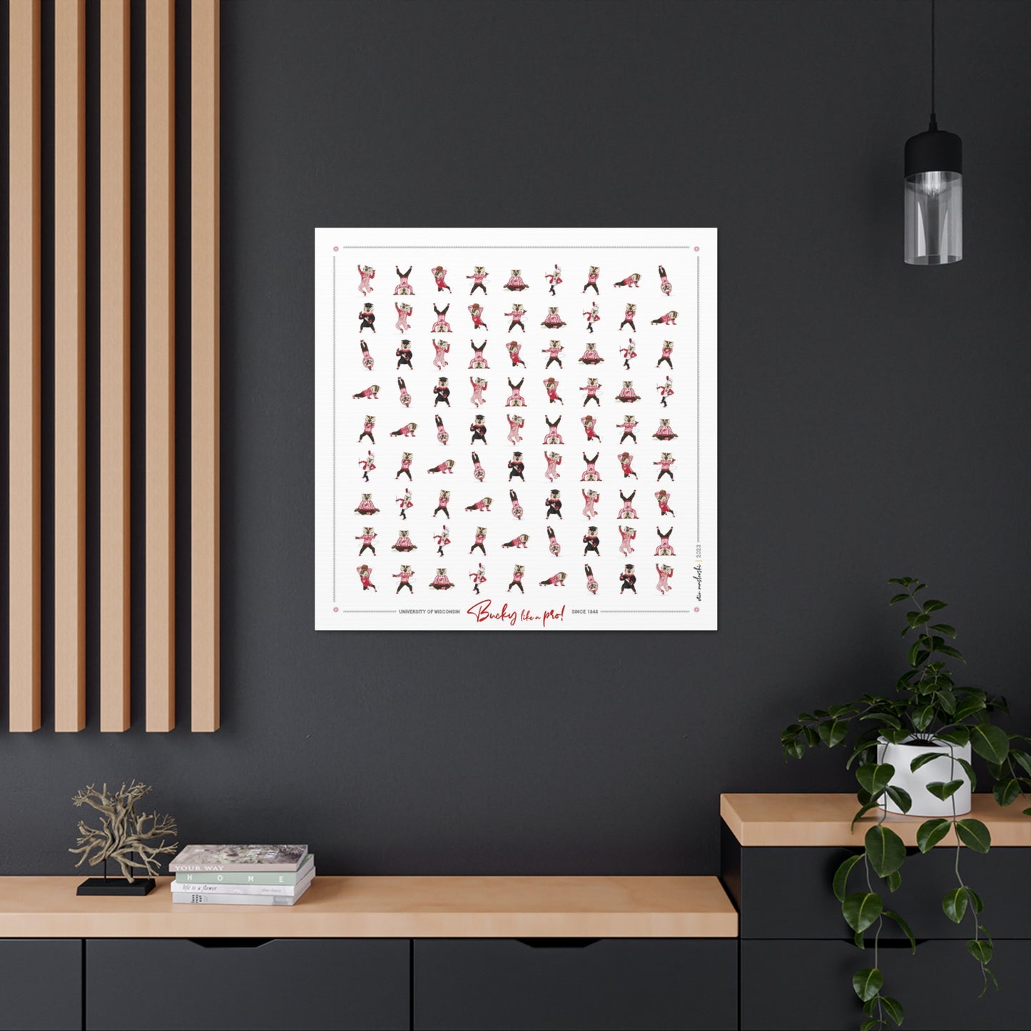 Bucky like a Pro | Pattern | Wisconsin Badger | Canvas Print | No Frame Needed