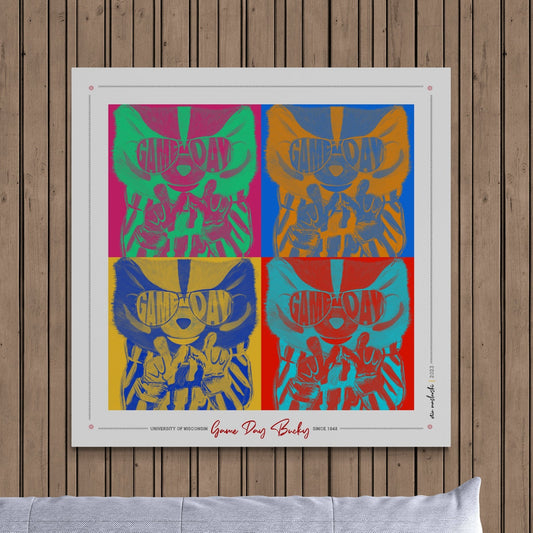 Bucky like a Pro | Pop Art Pattern | Wisconsin Art | University | Bucky Badger Gift | Mascot | Badgers | Canvas Print | No Frame Needed