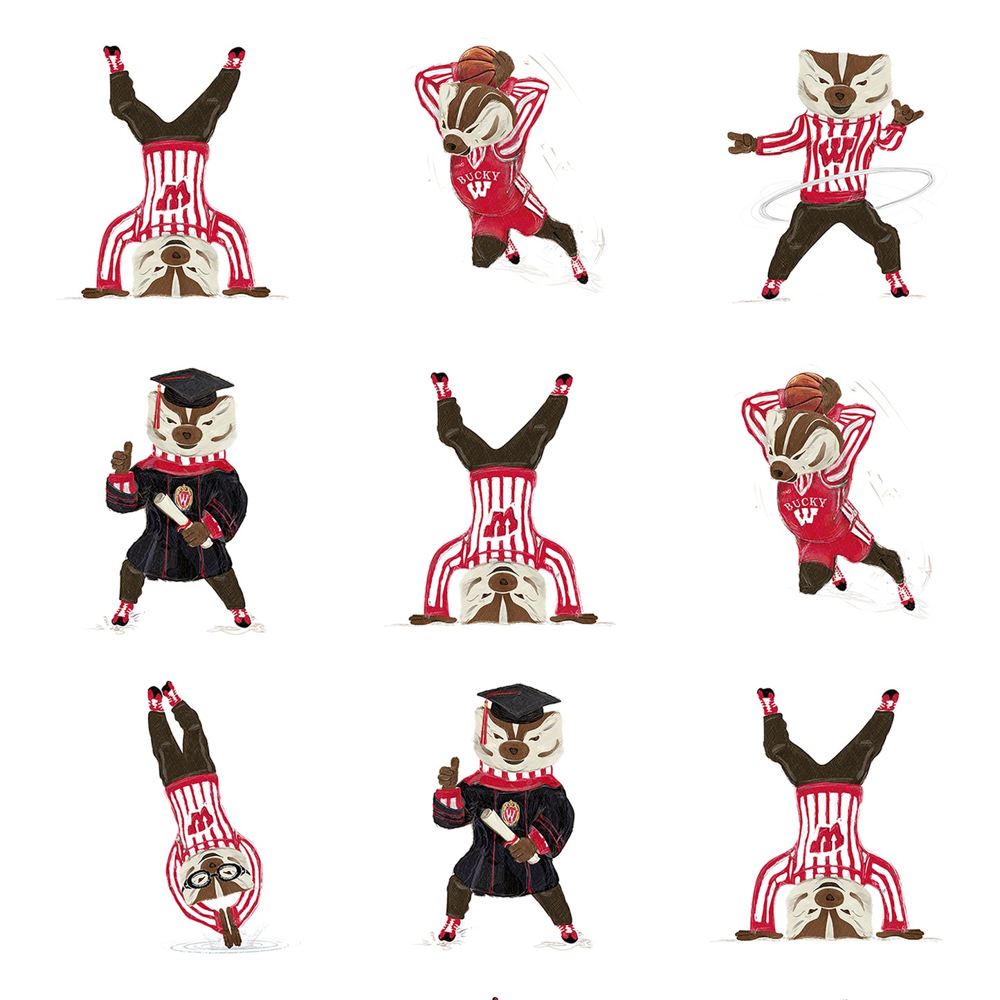 Bucky like a Pro | Pattern | Wisconsin Badger | Canvas Print | No Frame Needed