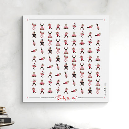 Bucky Badger Pattern Art: Wisconsin Mascot Moves Canvas Print