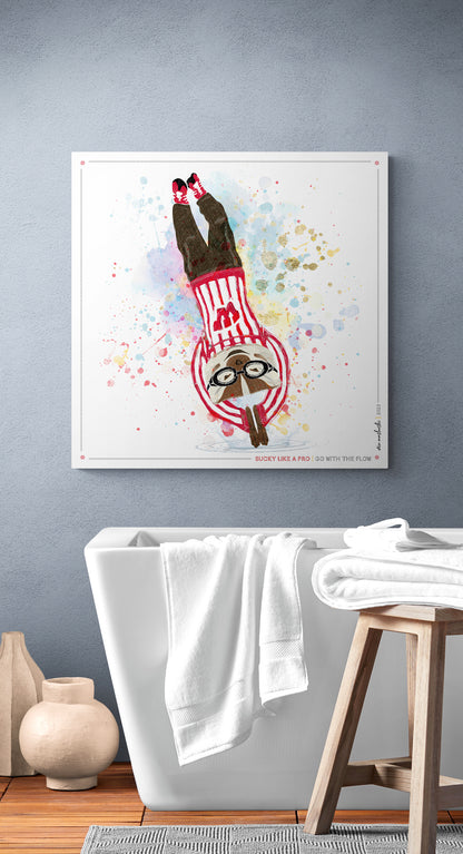 UW Bucky Badger Go with the Flow Art: Wisconsin Diving Canvas Print