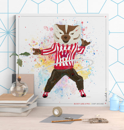 UW Bucky Badger Just Dance Art: Wisconsin Hula Hoop Canvas Print
