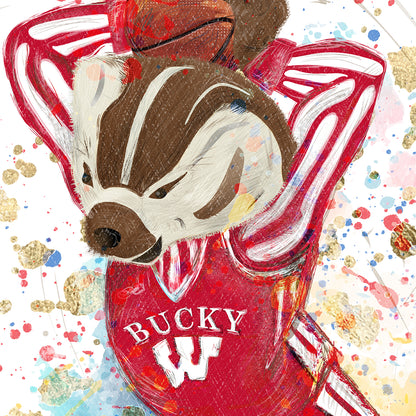 UW Bucky Badger Basketball Art: Wisconsin Sports Nut Canvas Print