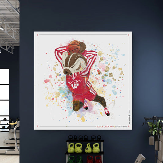 Bucky like a Pro | Sports Nut | Wisconsin Badger Basketball | Canvas Print | No Frame Needed