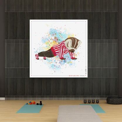 UW Bucky Badger Push-Ups Art: University of Wisconsin Strong Splatter Canvas Print