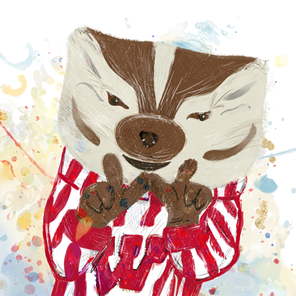 UW Bucky Badger Throw the W Art: University of Wisconsin Canvas Print