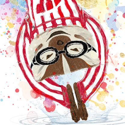 UW Bucky Badger Go with the Flow Art: Wisconsin Diving Canvas Print