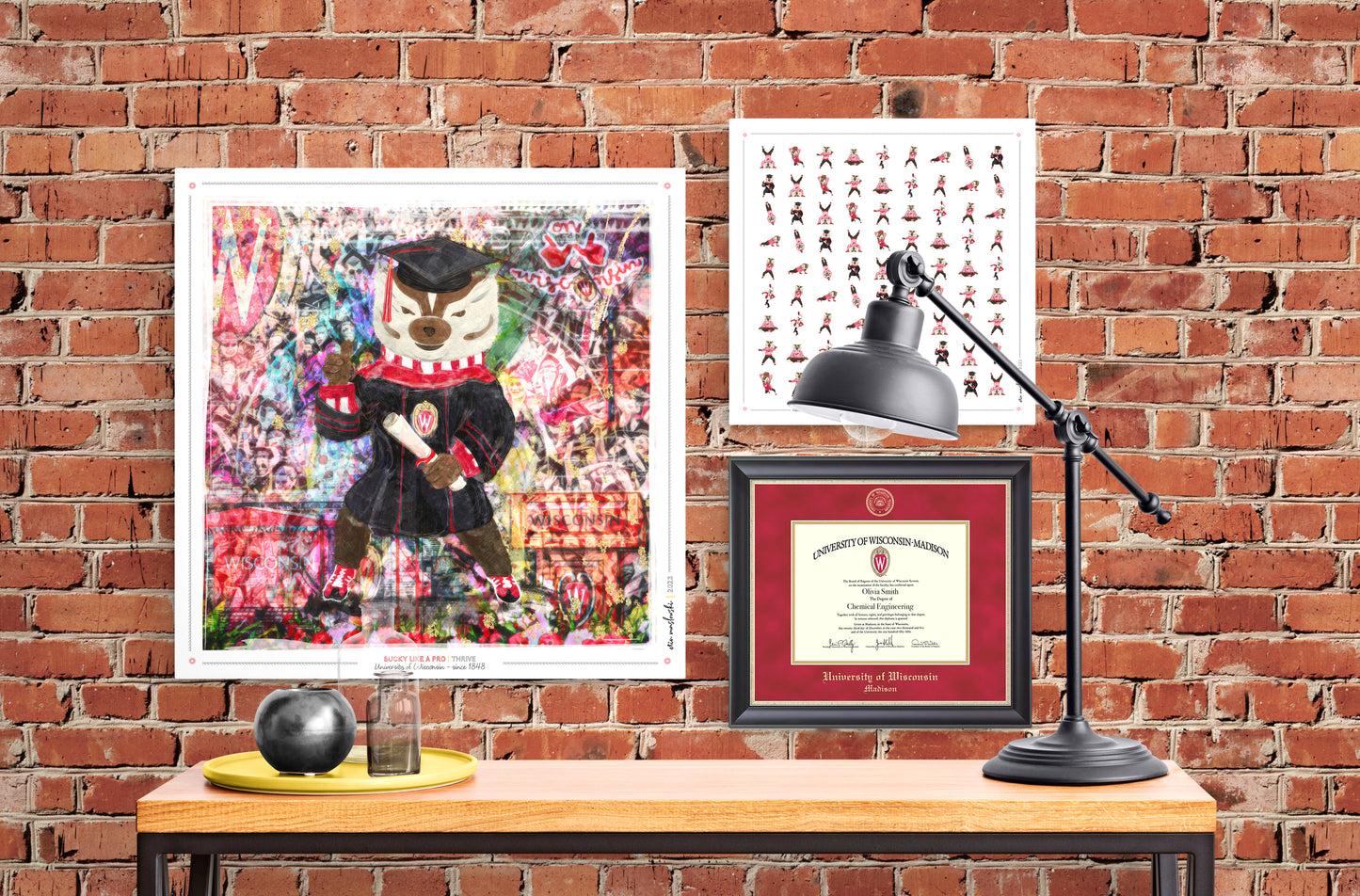 Bucky like a Pro | Pattern | Wisconsin Badger | Canvas Print | No Frame Needed