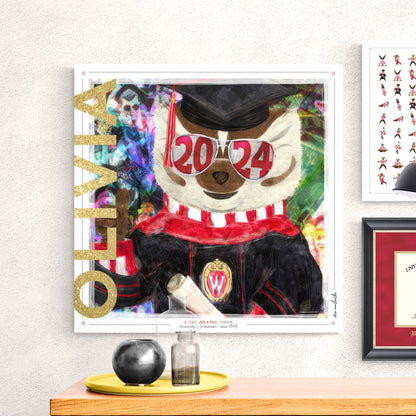 UW Personalized Bucky Badger Graduation Canvas Print