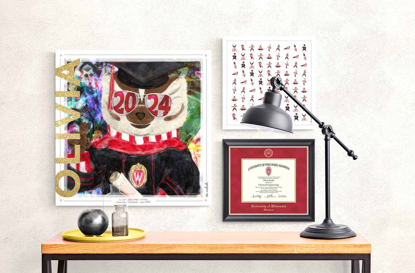 Bucky like a Pro | Pattern | Wisconsin Badger | Canvas Print | No Frame Needed