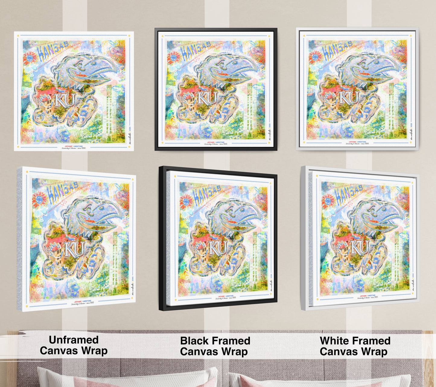 KU Jayhawk Campus Art: Kansas Limestone Architecture Canvas Print