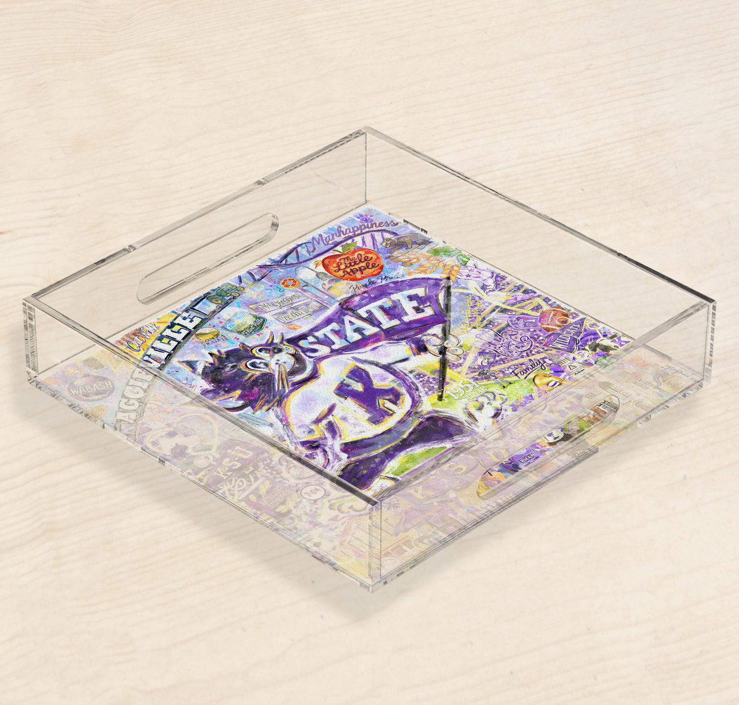 Kansas State Willie the Wildcat Acrylic Tray | Double-Sided Art Insert