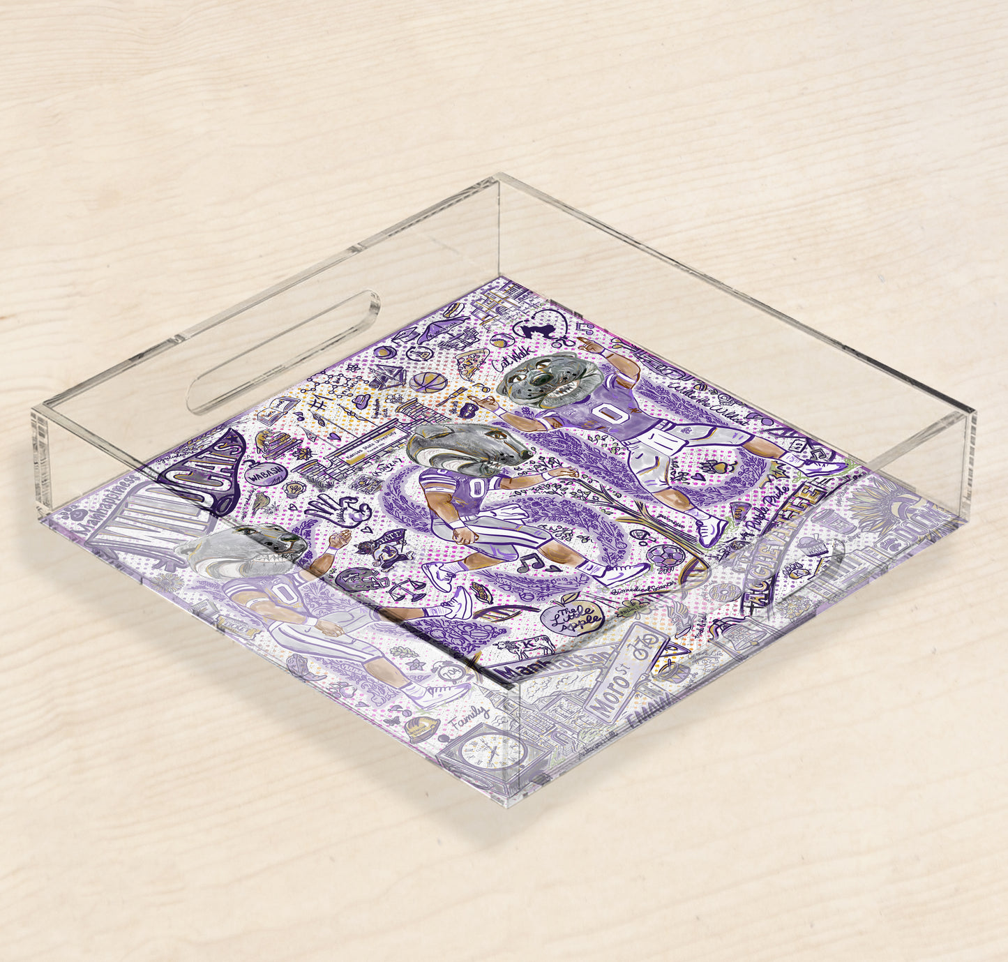 Kansas State Willie the Wildcat Acrylic Tray | Double-Sided Art Insert