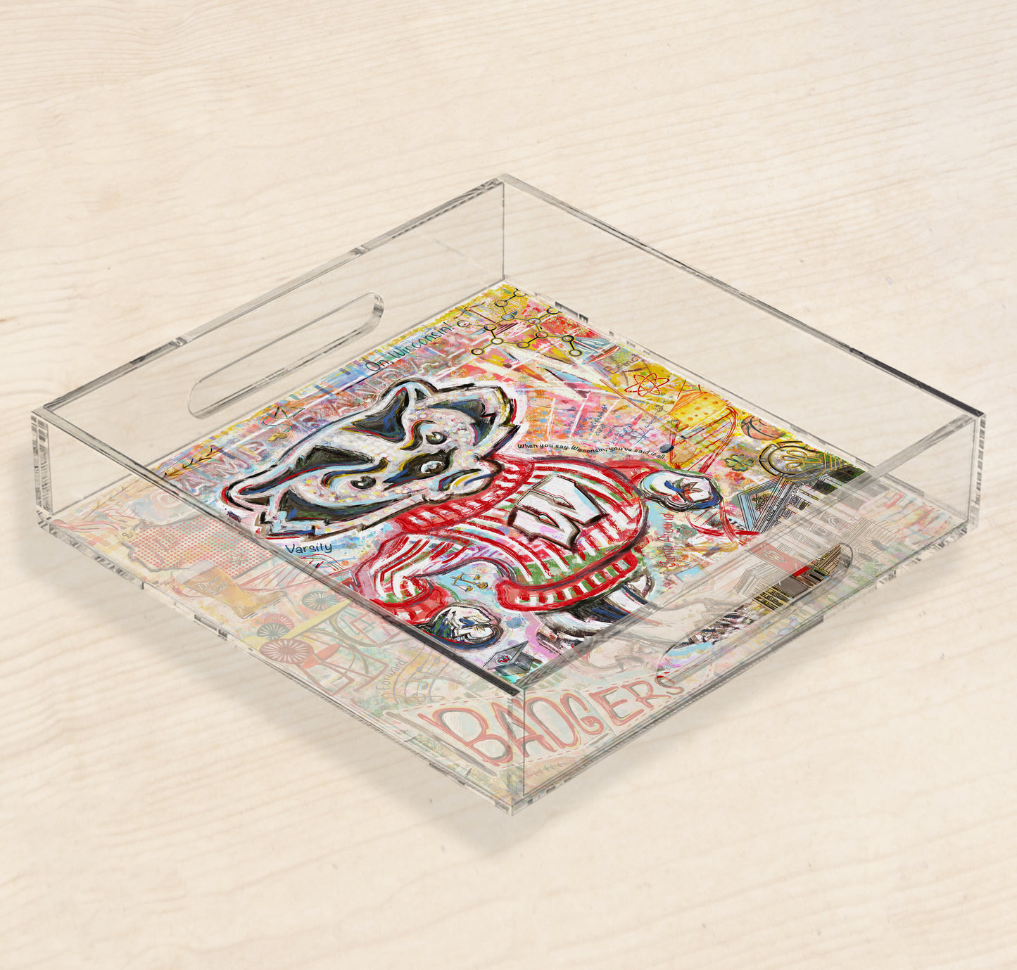Wisconsin Badgers Acrylic Tray | Double-Sided Art Insert
