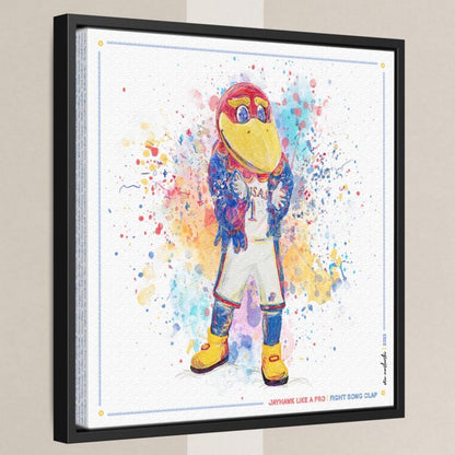 A colorful and vibrant illustration of a bird mascot, likely representing a sports team or organization, with a dynamic pose and expressive facial features.