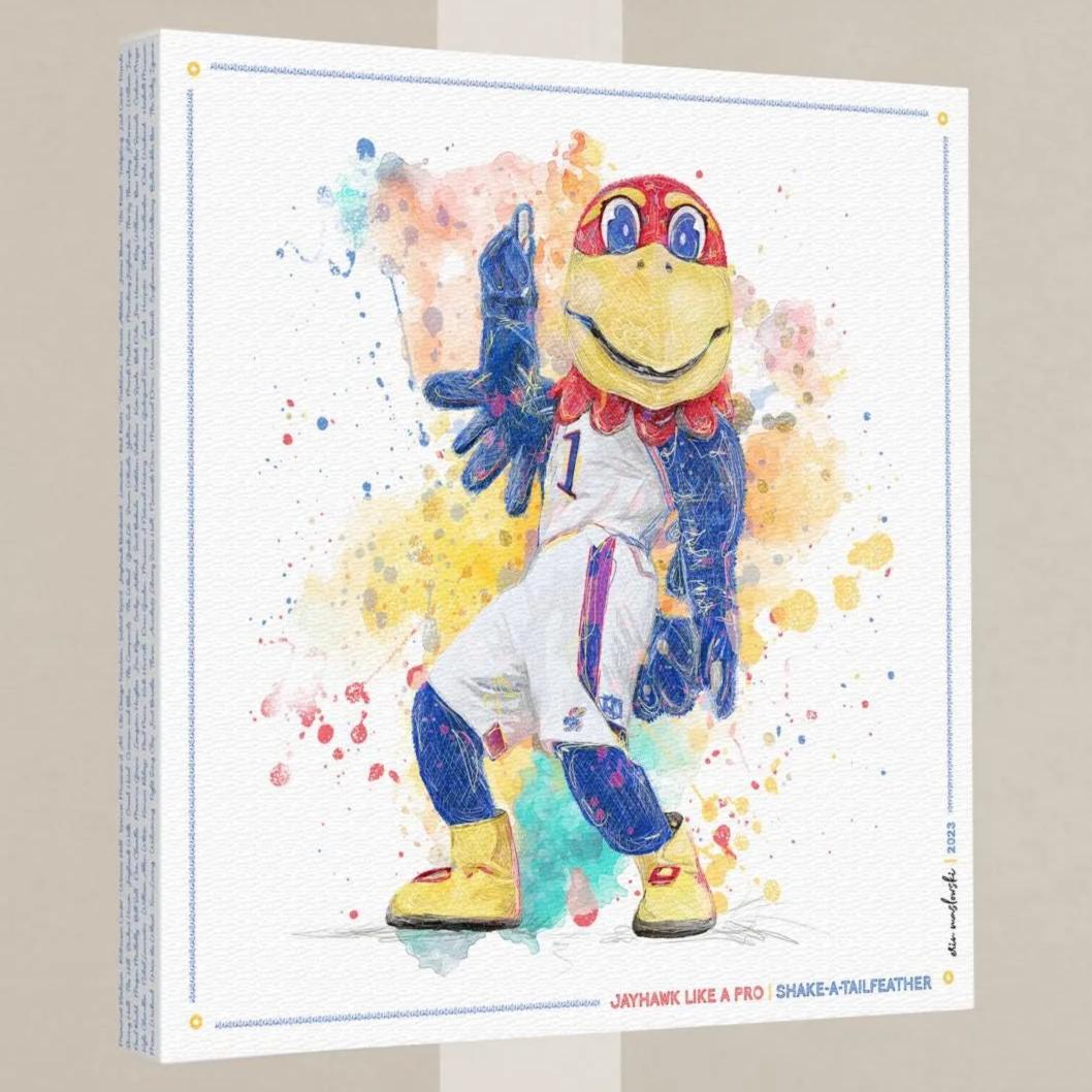 A colorful illustration of a mascot character, likely representing a sports team or organization, with a cheerful expression and dynamic pose.