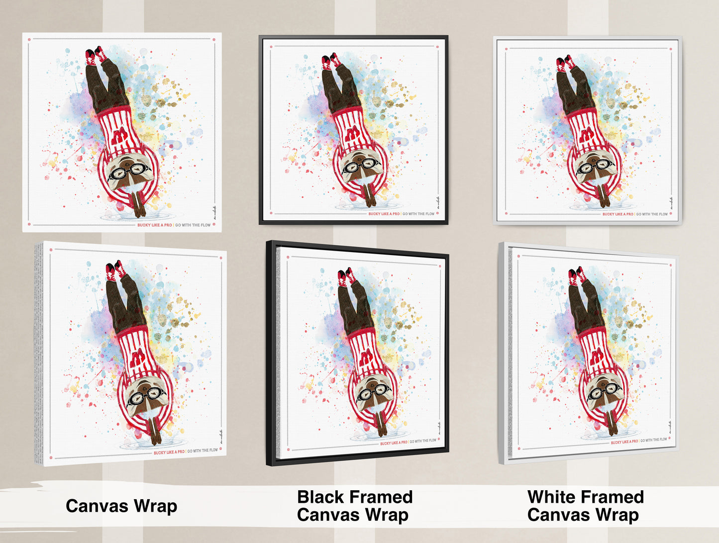 UW Bucky Badger Go with the Flow Art: Wisconsin Diving Canvas Print