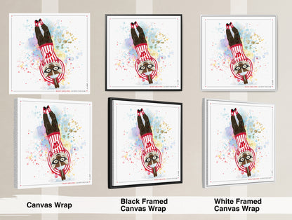 UW Bucky Badger Go with the Flow Art: Wisconsin Diving Canvas Print