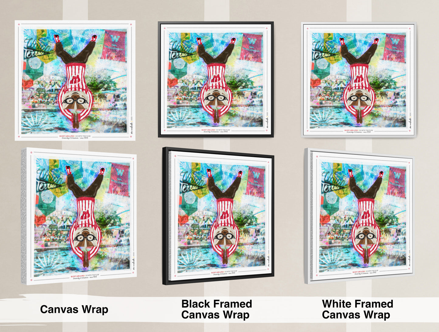 UW Bucky Badge Go with the Flow Art: University of Wisconsin Union Terrace Canvas Print