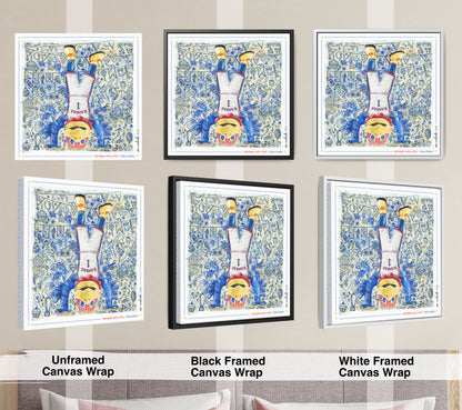 KU Jayhawk Fun-Loving Art: University of Kansas Handstand Sketches Canvas Print