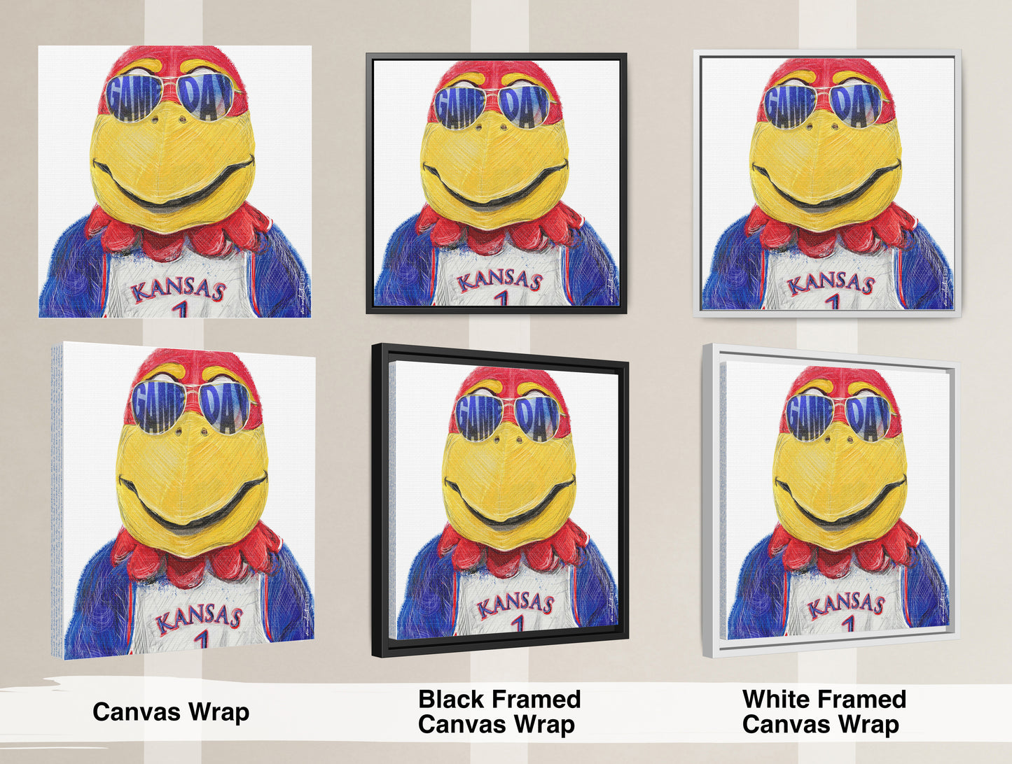 KU Jayhawk Game Day Art: University of Kansas Sunglasses Canvas Print
