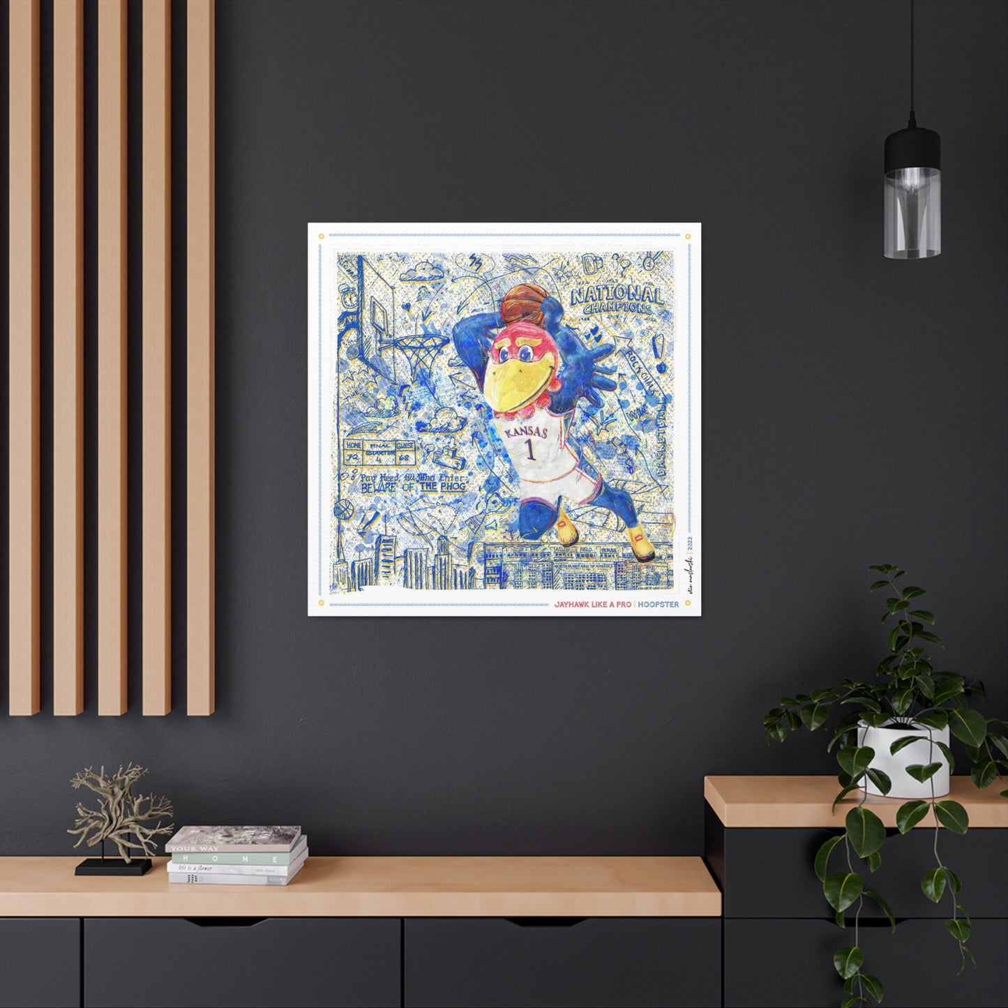 Jayhawk like a Pro | Kansas Hoopster | Sketches | KU Basketball Art | Graduation | Canvas Print | No Frame Needed