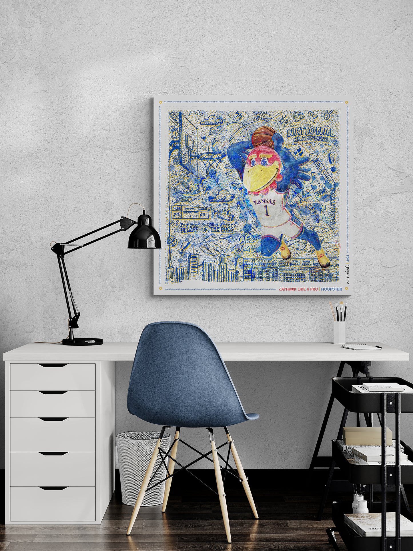 Jayhawk like a Pro | Kansas Hoopster | Sketches | KU Basketball Art | Graduation | Canvas Print | No Frame Needed