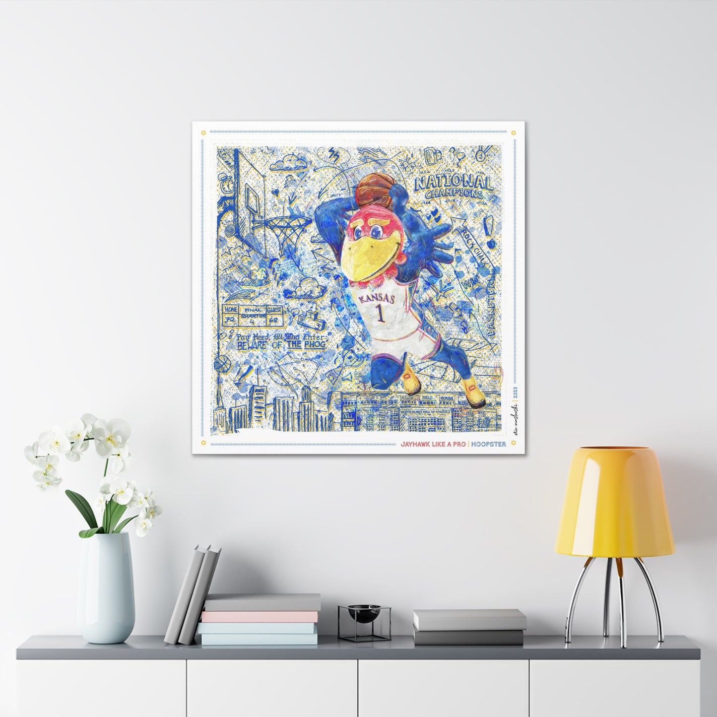 Jayhawk like a Pro | Kansas Hoopster | Sketches | KU Basketball Art | Graduation | Canvas Print | No Frame Needed