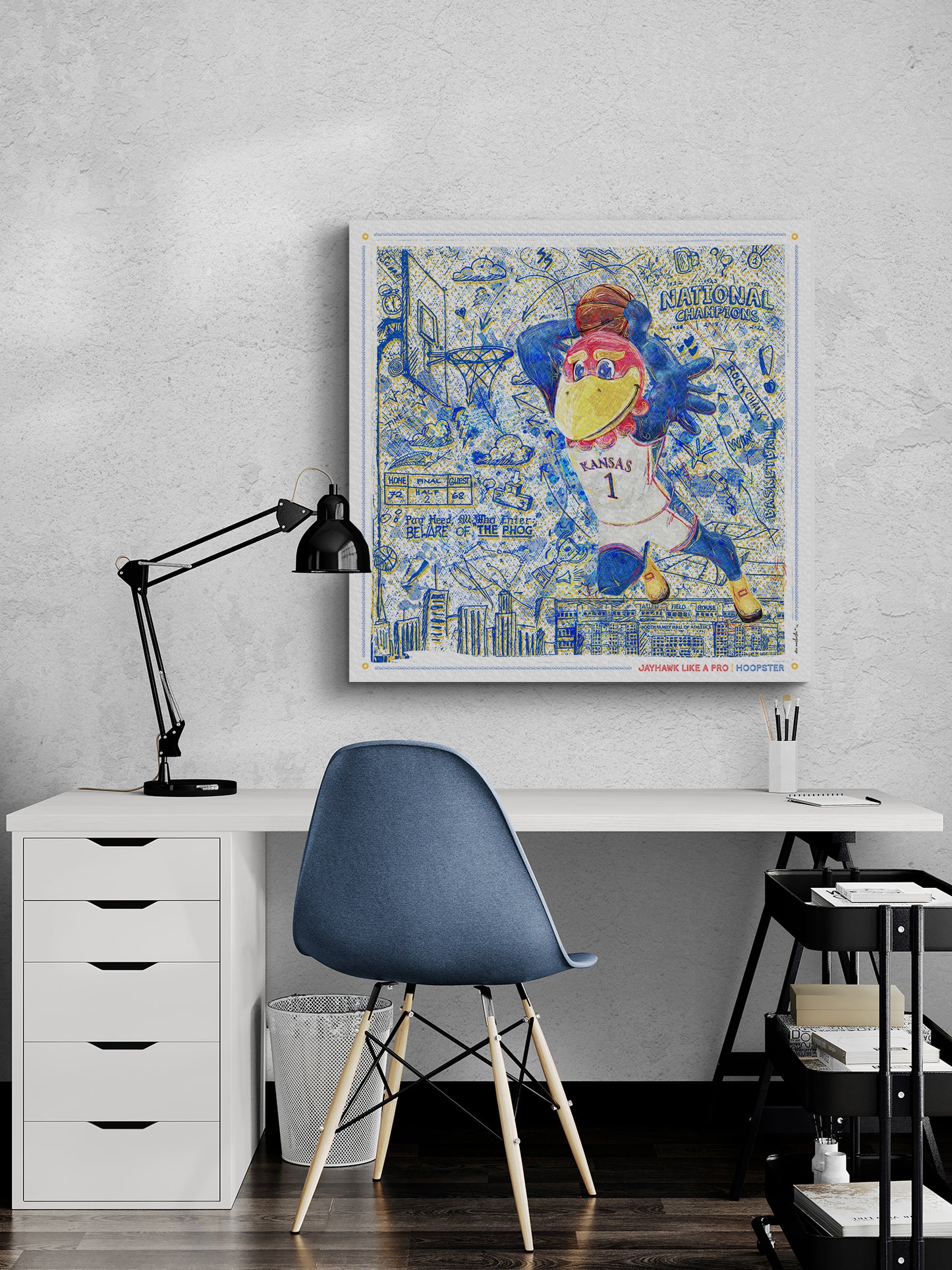 KU Jayhawk Hoopster Art: University of Kansas Basketball Sketches Canvas Print