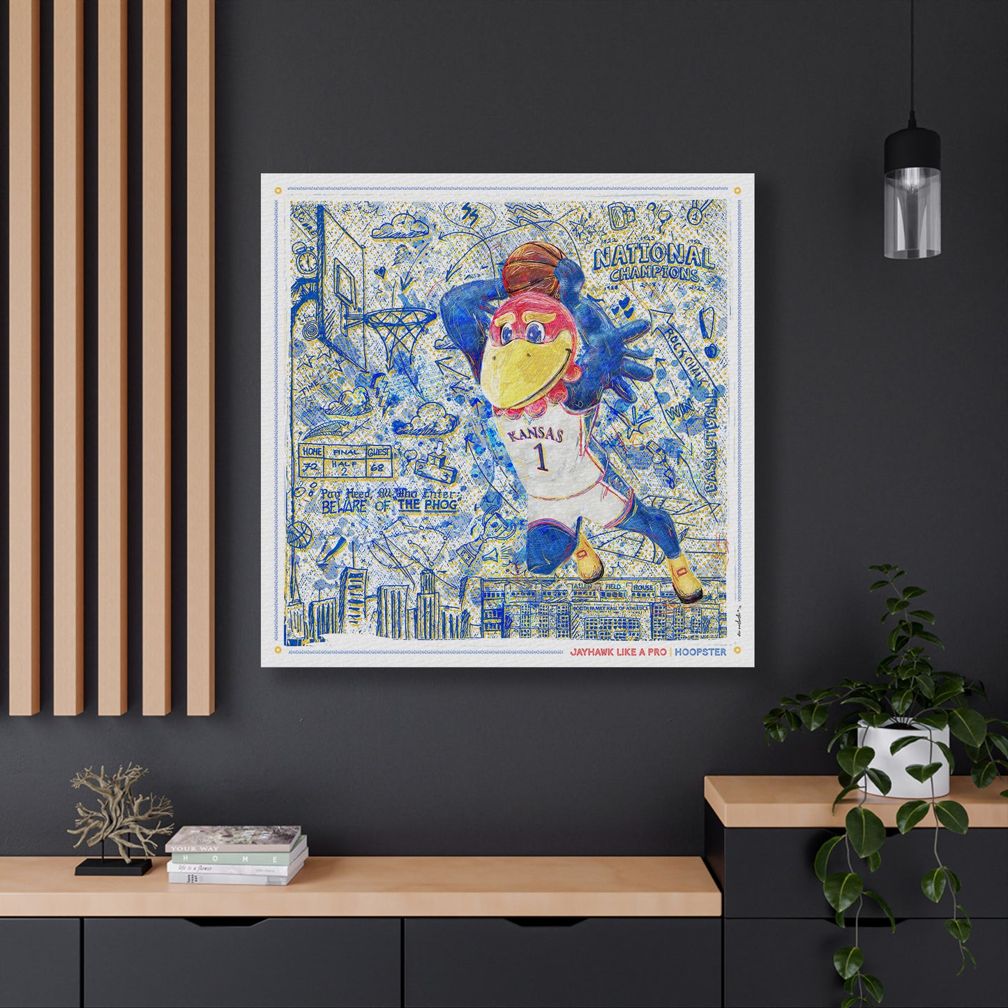 KU Jayhawk Hoopster Art: University of Kansas Basketball Sketches Canvas Print