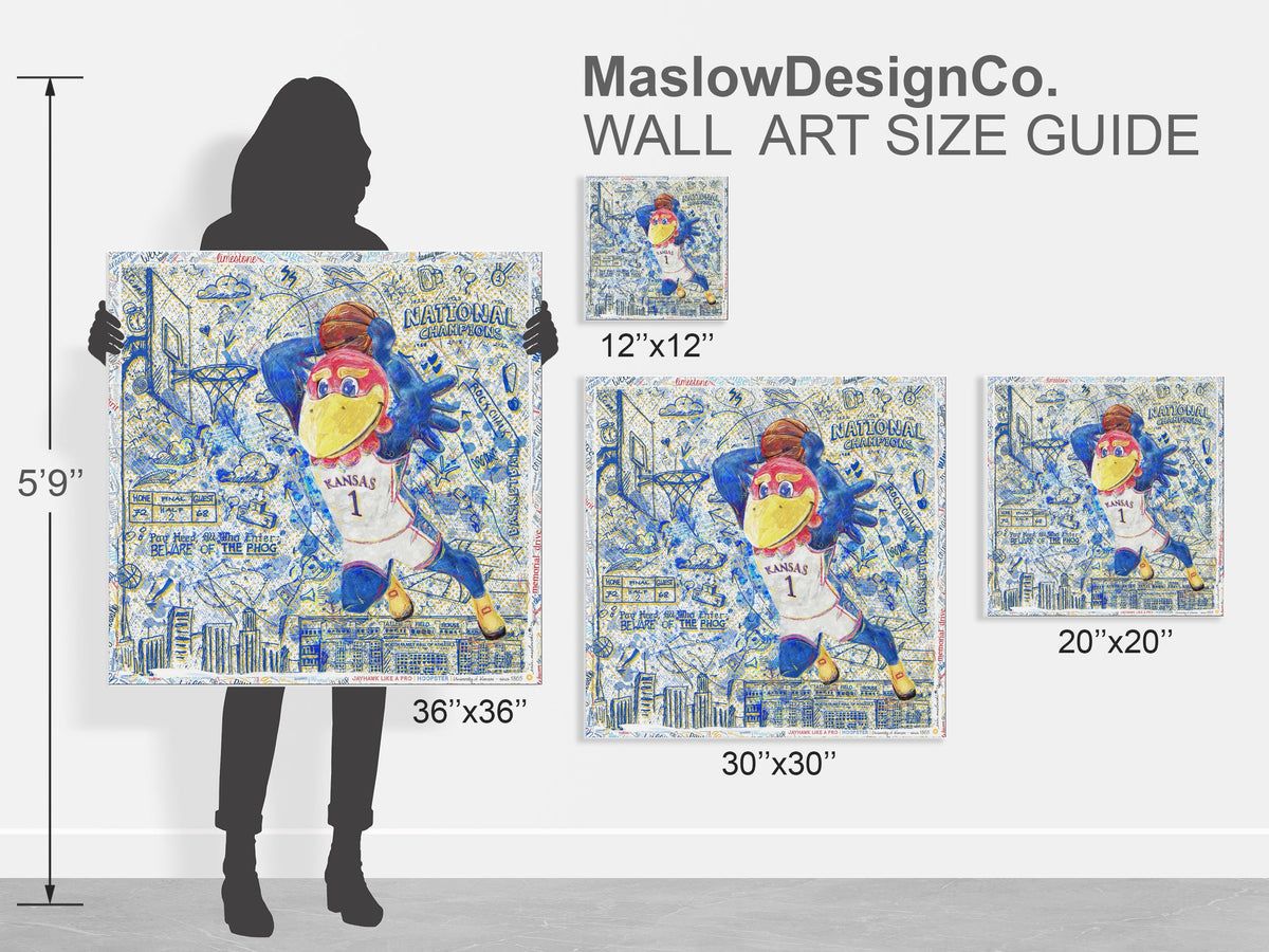 KU Jayhawk Hoopster Art: University of Kansas Basketball Sketches Canvas Print