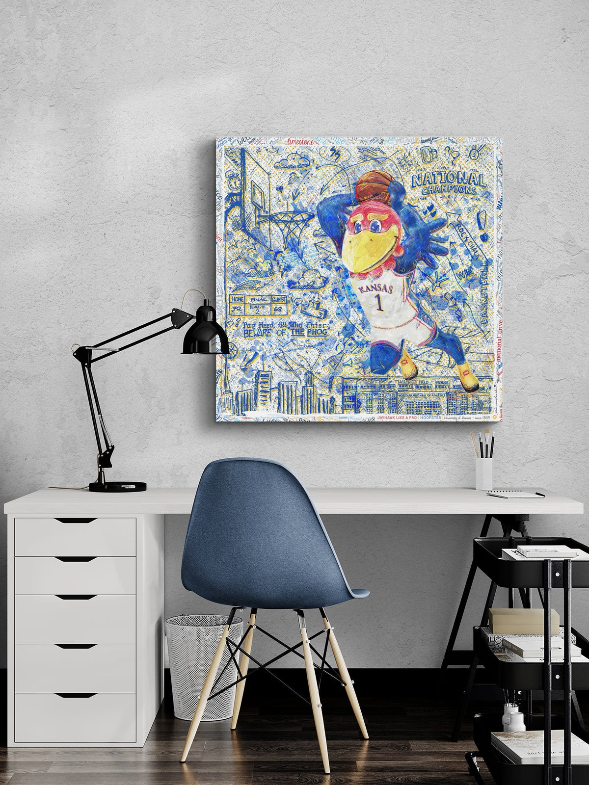 KU Jayhawk Hoopster Art: University of Kansas Basketball Sketches Canvas Print