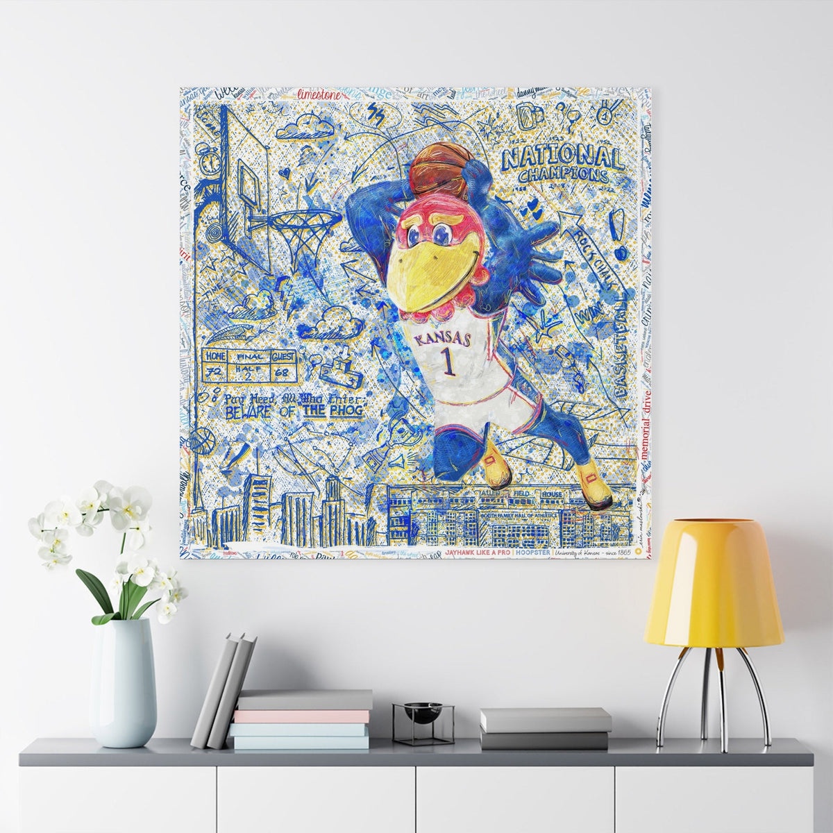 KU Jayhawk Hoopster Art: University of Kansas Basketball Sketches Canvas Print
