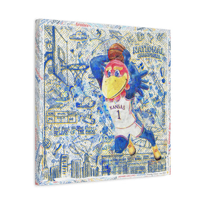 KU Jayhawk Hoopster Art: University of Kansas Basketball Sketches Canvas Print
