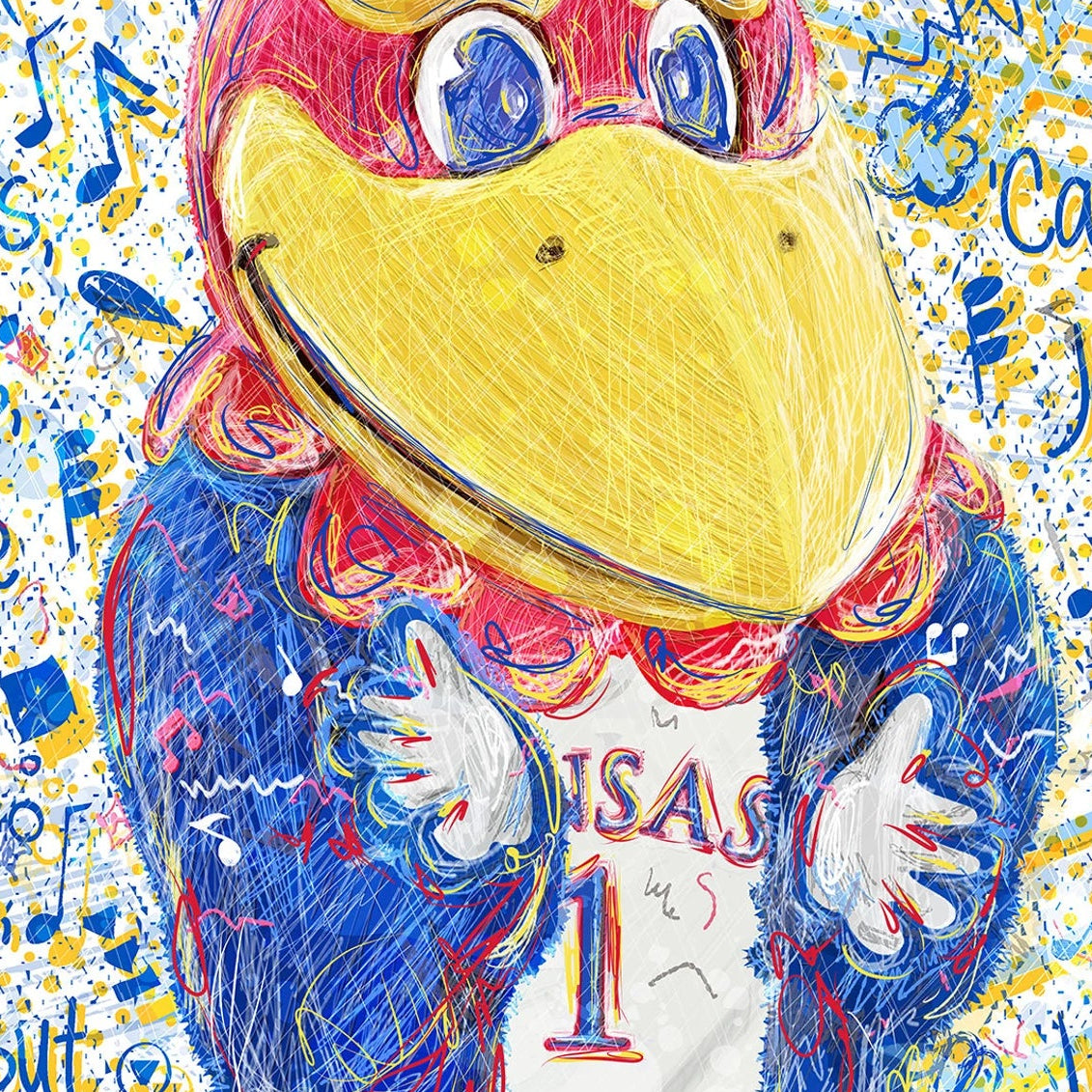 KU Jayhawk Fight Song Clap Art: Kansas University Sketches Canvas Print