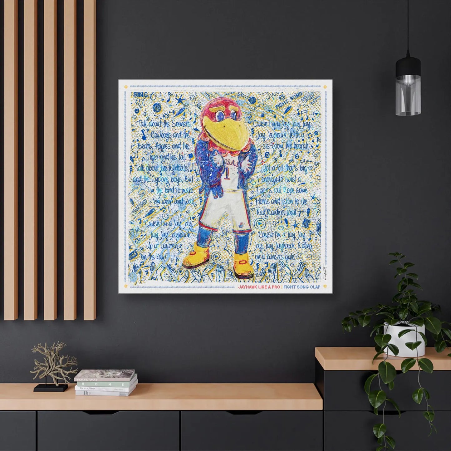 KU Jayhawk Fight Song Clap Art: Kansas University Sketches Canvas Print