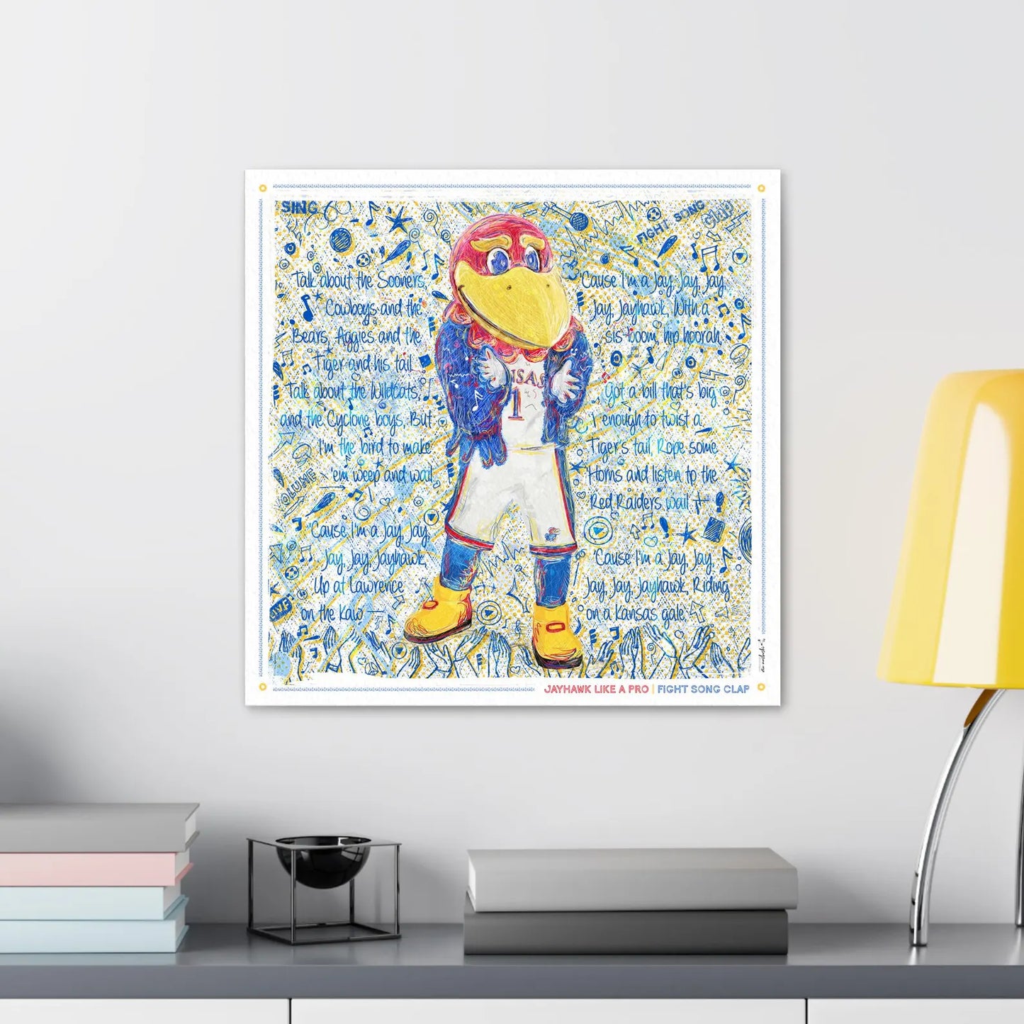 KU Jayhawk Fight Song Clap Art: Kansas University Sketches Canvas Print