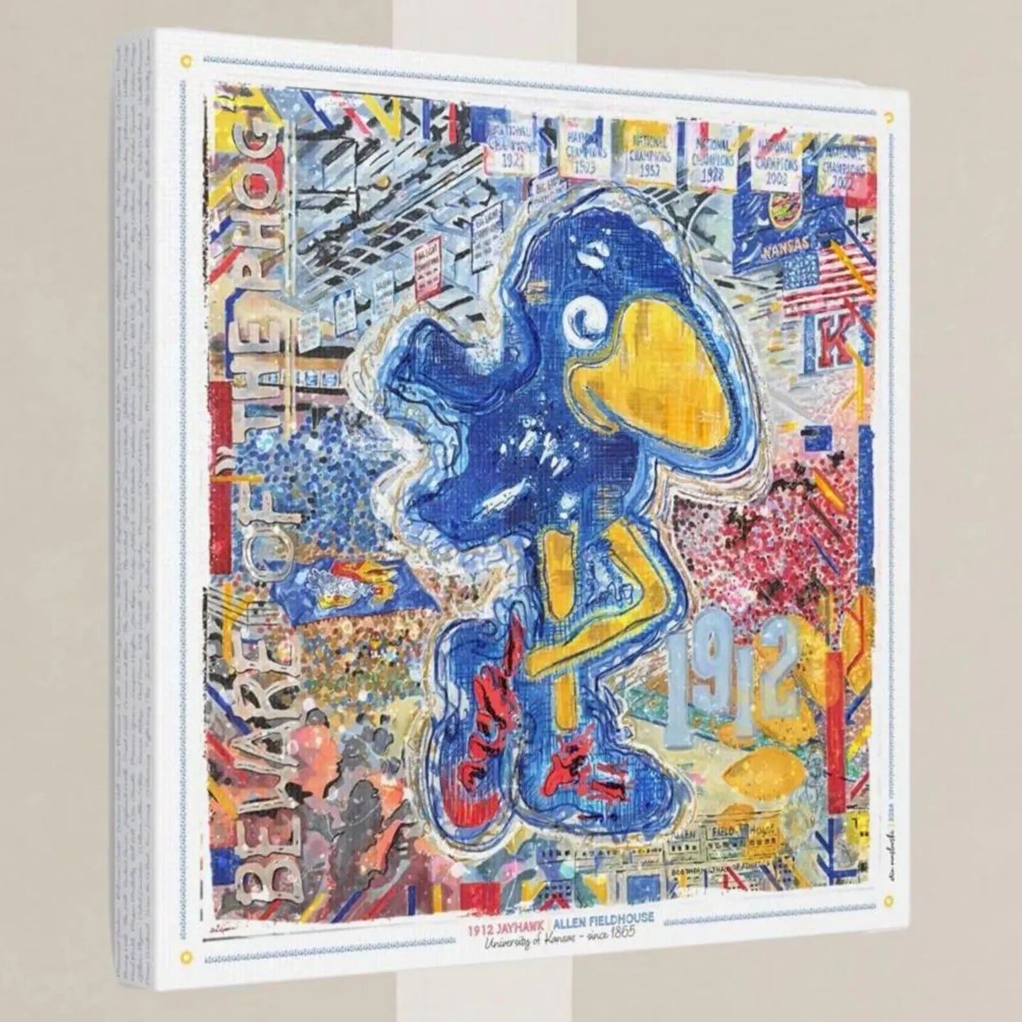 KU 1912 Jayhawk Art: Kansas University Allen Fieldhouse Canvas Print