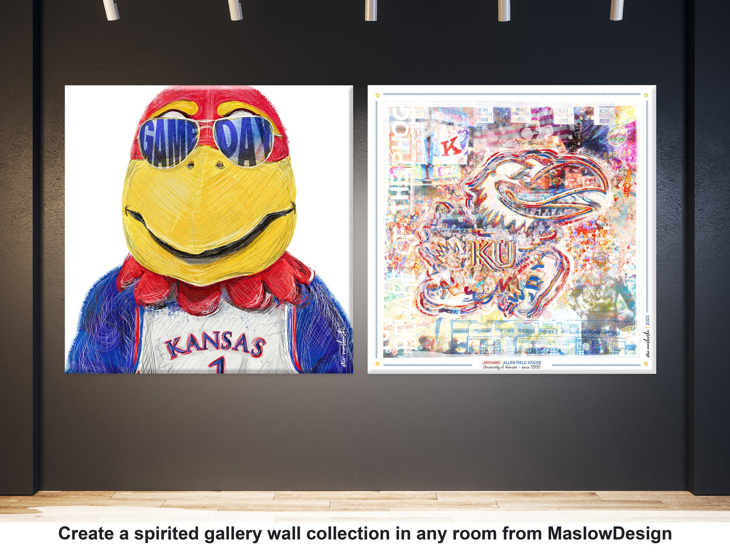 Jayhawk | Allen Fieldhouse | Kansas Art | University of Kansas Artwork | KU decor | Abstract Kansas Jayhawk Art | Basketball | Canvas Print | No Frame Needed