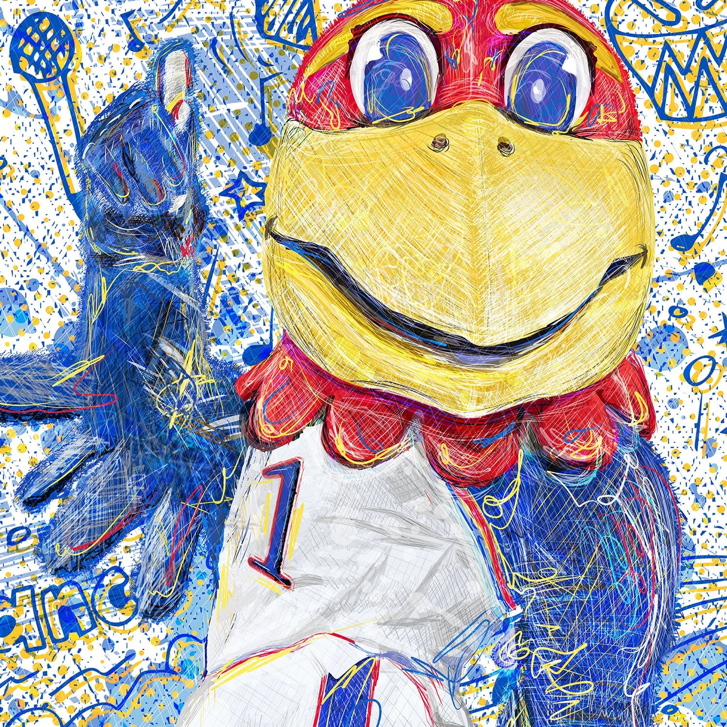 KU Jayhawk Shake-a-Tailfeather Art: University of Kansas Dance Sketches Canvas Print