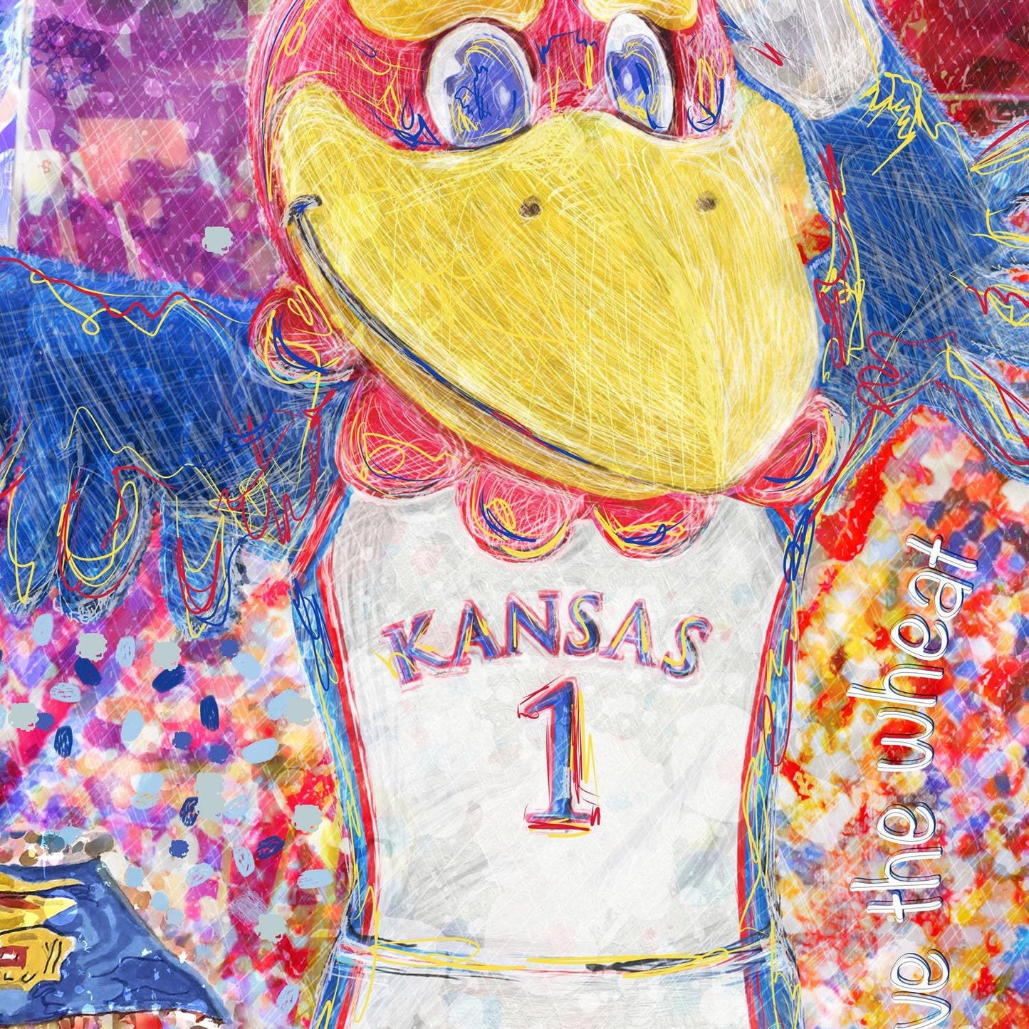 KU Jayhawk Wave the Wheat Art: University of Kansas Allen Fieldhouse Canvas Print